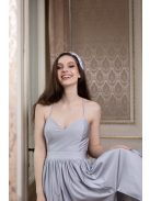 Hátnélküli maxi ruha – ezüst