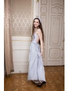 Hátnélküli maxi ruha – ezüst