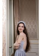 Hátnélküli maxi ruha minden alkalomra, ezüst színben. 