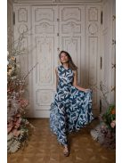 Csepp alakban kivágott maxi ruha – kolibri mintás