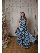 Csepp alakban kivágott maxi ruha – kolibri mintás