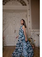 Csepp alakban kivágott maxi ruha – kolibri mintás