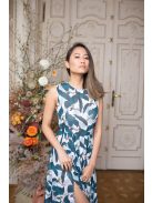 Csepp alakban kivágott maxi ruha – kolibri mintás