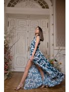 Csepp alakban kivágott maxi ruha – kolibri mintás