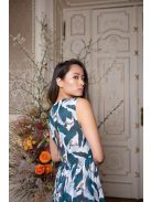 Csepp alakban kivágott maxi ruha – kolibri mintás