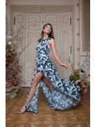 Csepp alakban kivágott maxi ruha – kolibri mintás