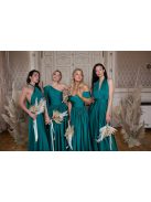 Zöld színű, alkalmi maxi ruha féloldalas felsőrésszel. 