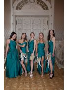 Oldalán ráncolt, szűk szabású maxi ruha – zöld 