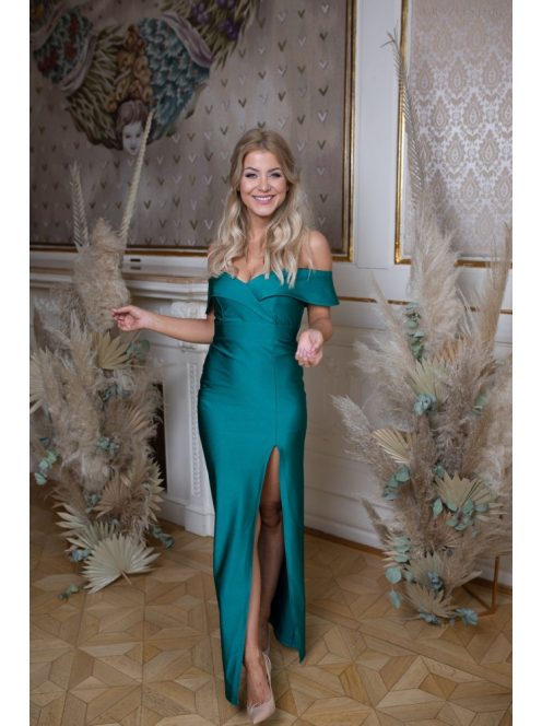 Szív kivágású, szűk maxi ruha – zöld 