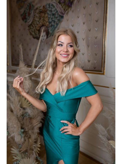 Szív kivágású, szűk maxi ruha – zöld 