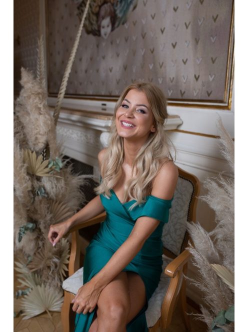 Szív kivágású, szűk maxi ruha – zöld 