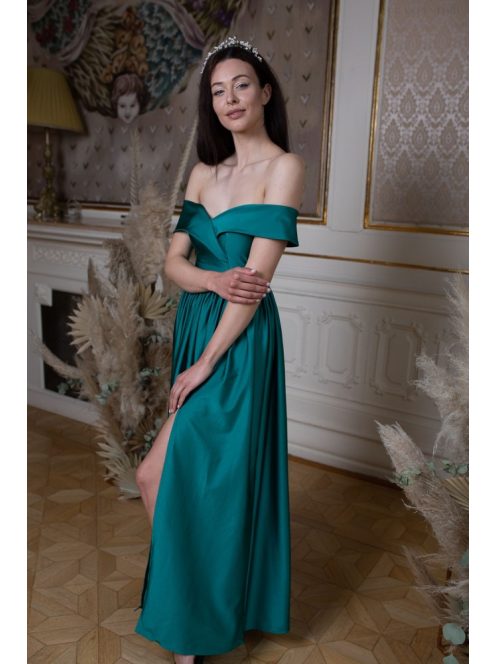 Szív kivágású maxi ruha – zöld