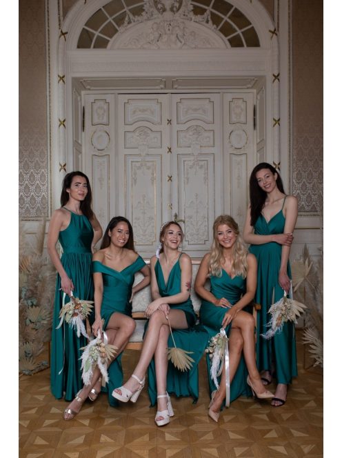 Elől-hátul zárt, ujjatlan maxi ruha – zöld