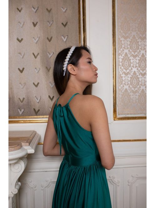 Elől-hátul zárt, ujjatlan maxi ruha – zöld