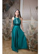 Csepp alakban kivágott flitteres maxi ruha – zöld 