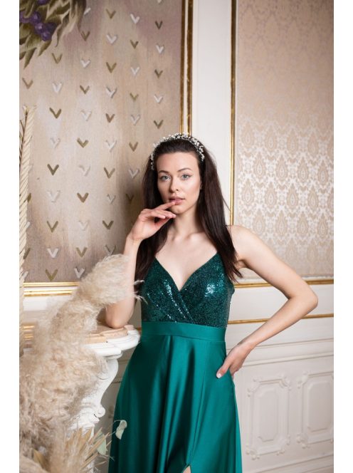 Abigél flitteres – zöld színű maxi 