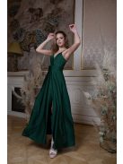 Elegáns, zöld színű ruha V kivágású, átlapolt felsőrésszel. 