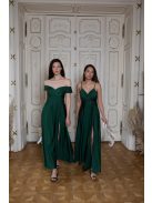 Elegáns, zöld színű ruha V kivágású, átlapolt felsőrésszel. 