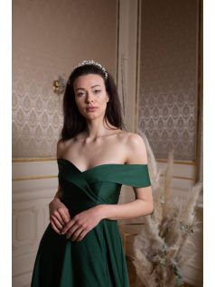 Szív kivágású maxi ruha – goblin zöld