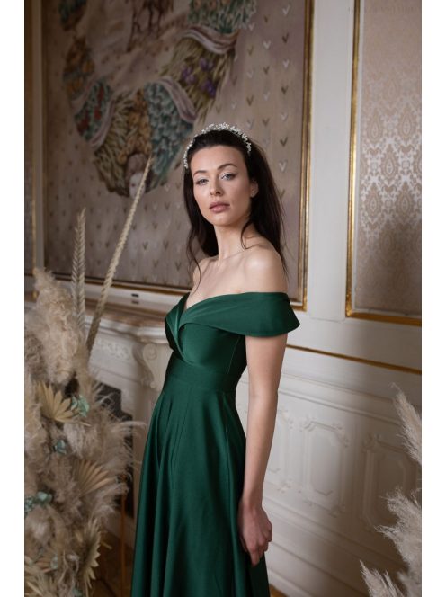 Szív kivágású maxi ruha – goblin zöld