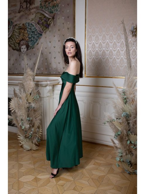 Szív kivágású maxi ruha – goblin zöld