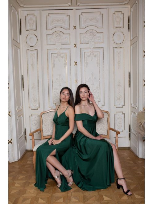 Szív kivágású maxi ruha – goblin zöld