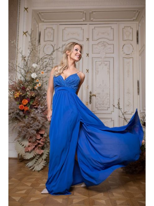 Abigél – királykék színű csipke-muszlin ruha 