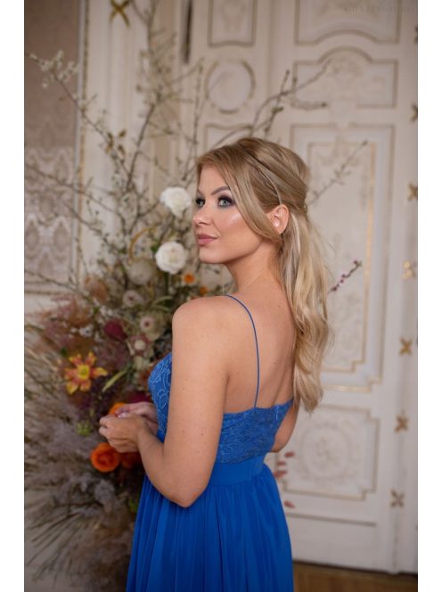 Abigél – királykék színű csipke-muszlin ruha 