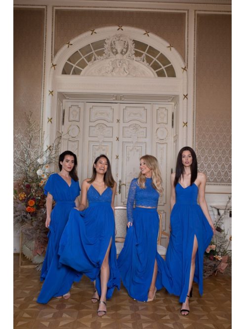 Abigél – királykék színű csipke-muszlin ruha 