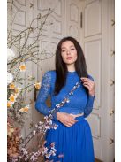 Hosszú ujjú csipke crop-top – királykék