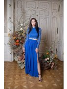 Hosszú ujjú csipke crop-top – királykék