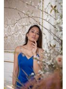 Oldalt húzott szoknyájú mini ruha - kék