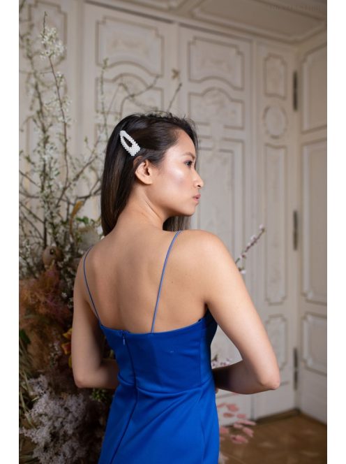 Oldalt húzott szoknyájú mini ruha - kék