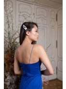 Oldalt húzott szoknyájú mini ruha - kék