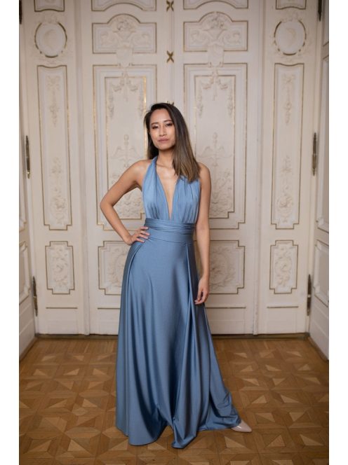 Elegáns szürkéskék színű maxi szoknya ünnepélyes szettekhez. 