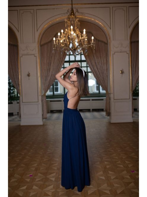 Hátnélküli maxi ruha minden alkalomra, sötétkék színben. 
