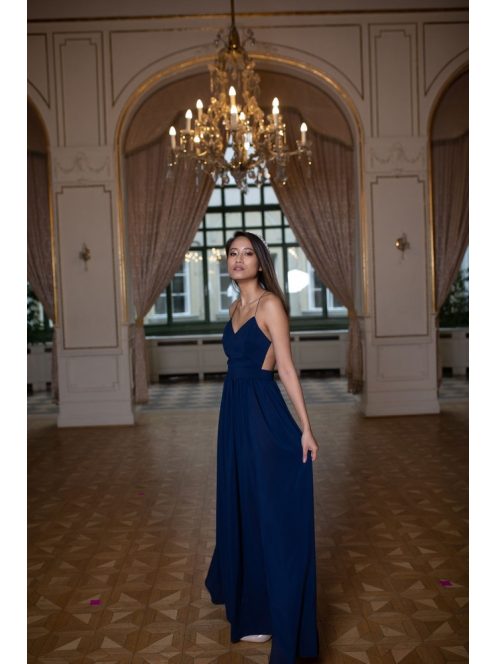 Hátnélküli maxi ruha minden alkalomra, sötétkék színben. 