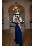 Hátnélküli maxi ruha minden alkalomra, sötétkék színben. 