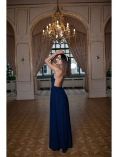  Hátnélküli muszlin ruha – sötétkék