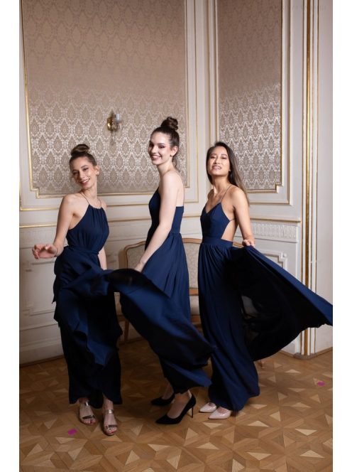 Hátnélküli maxi ruha minden alkalomra, sötétkék színben. 