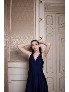 Maxi ruha átlapolt mellrésszel – sötétkék