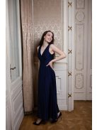 Maxi ruha átlapolt mellrésszel – sötétkék