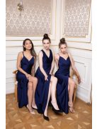 V-kivágású maxi ruha – sötétkék