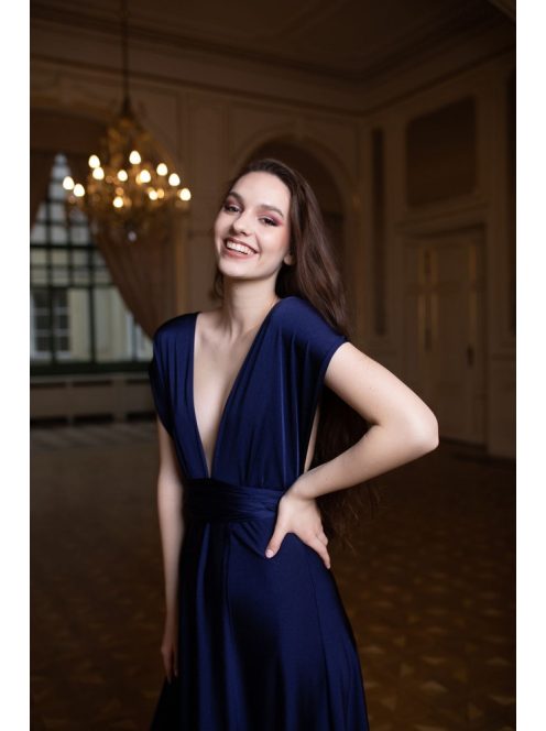  Sokféleképpen köthető maxi ruha – sötétkék