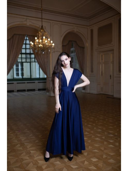 Sokféleképpen köthető maxi ruha – sötétkék