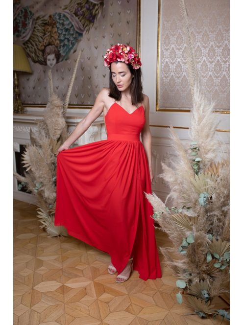 Hátnélküli maxi ruha minden alkalomra, piros színben. 