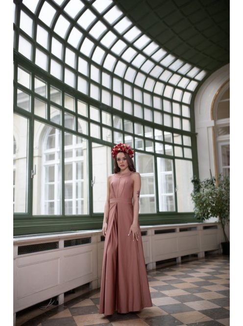 Csepp alakban kivágott maxi ruha – coffee cream 