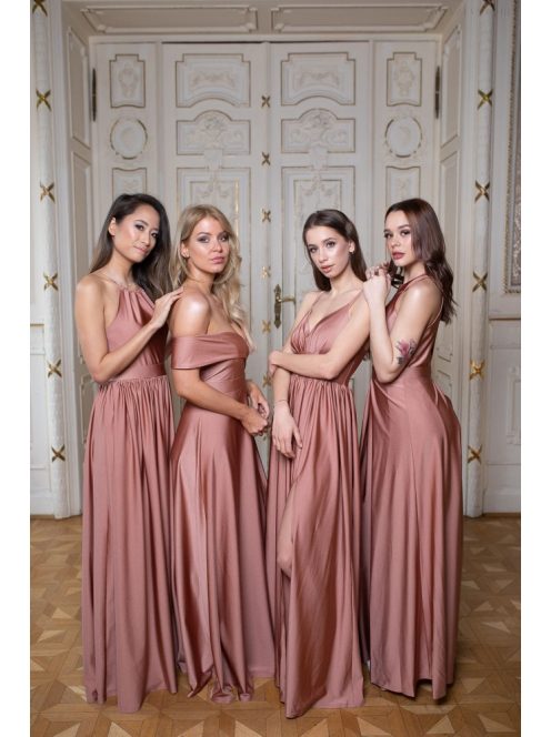 Csepp alakban kivágott maxi ruha – coffee cream 