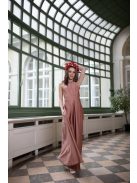 Csepp alakban kivágott maxi ruha – coffee cream 