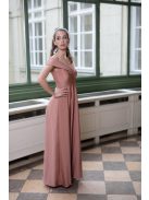 Szív kivágású maxi ruha – coffee cream 